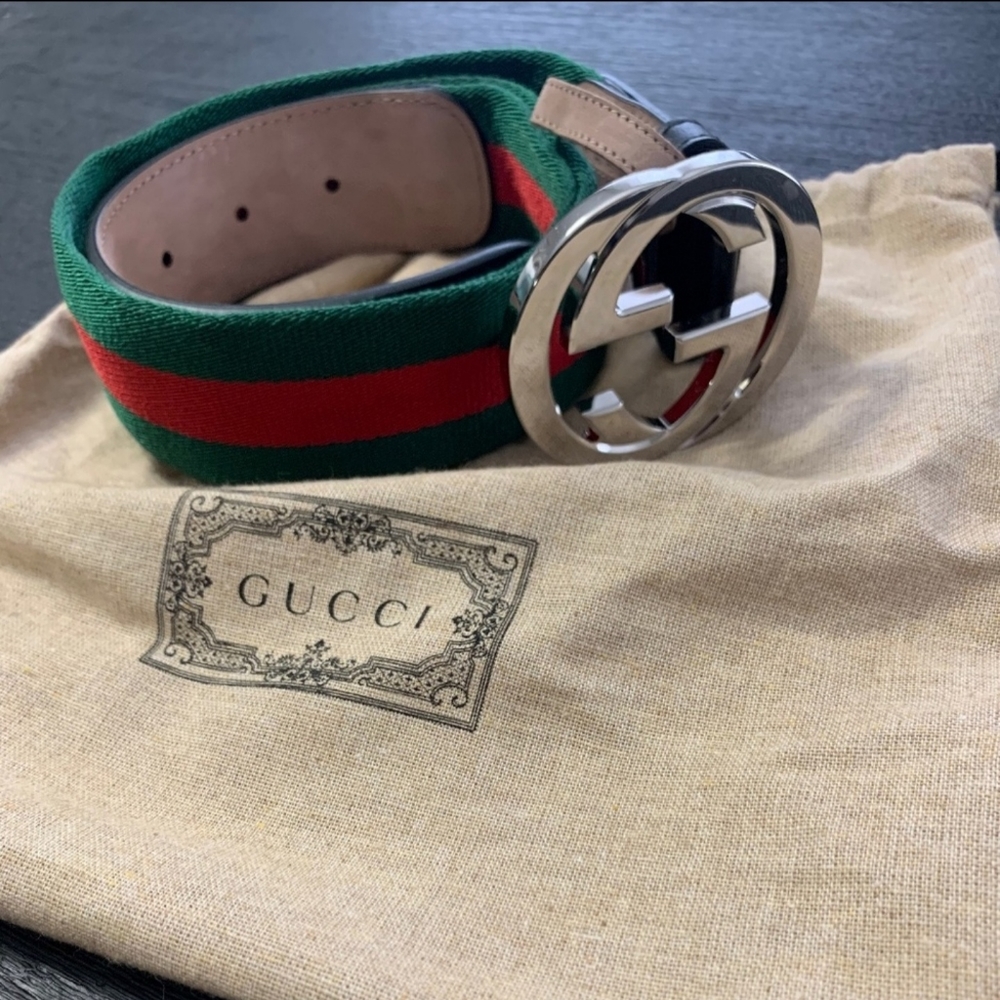 Men size 90-36 Gucci Web Belt with G Buckle - Picture 9 of 9